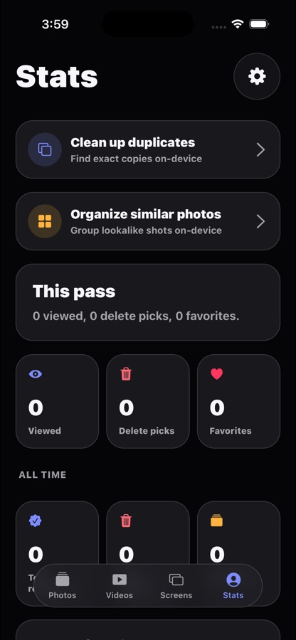 Drift stats screen showing local session and all-time progress